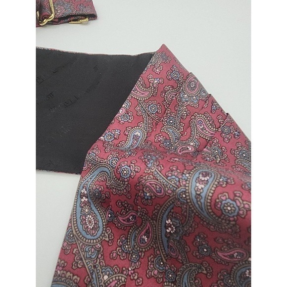 Robert‎ Talbot Maroon Paisley SILK ADJUSTABLE CUMMERBUND & BOW TIE - Picture 6 of 6